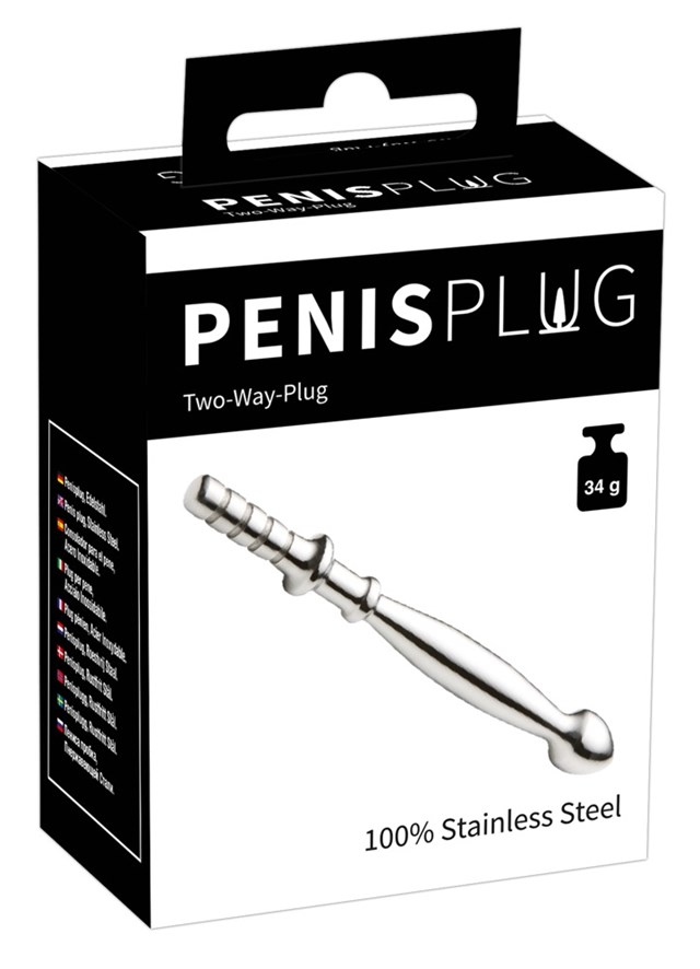 Two-Way Plug - Stainless Steel Penis Plug 34G