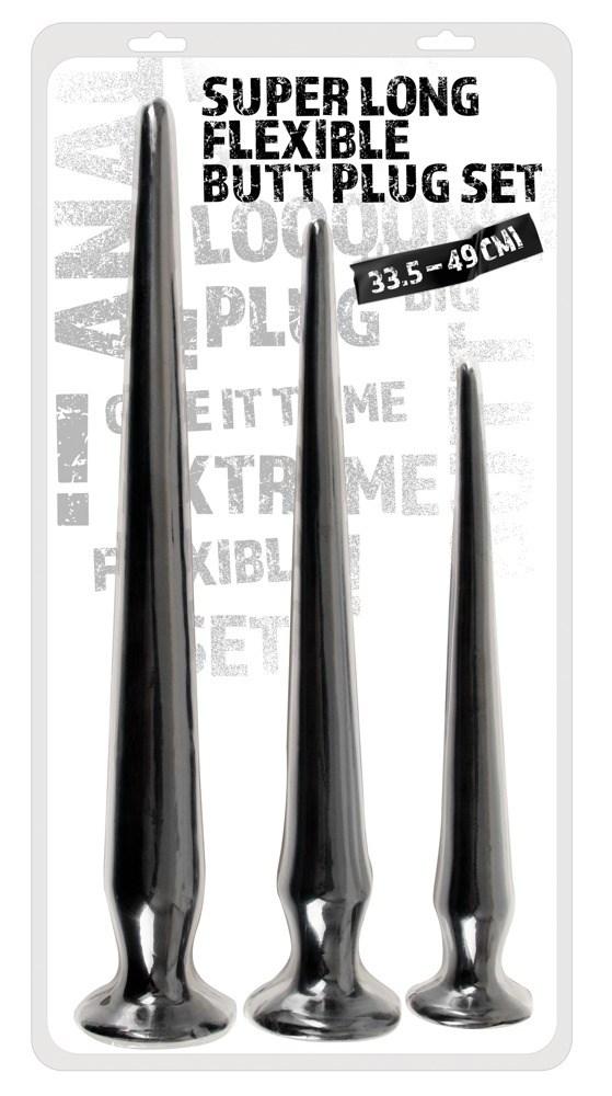 Super Long Flexible Butt Plug Set - Black