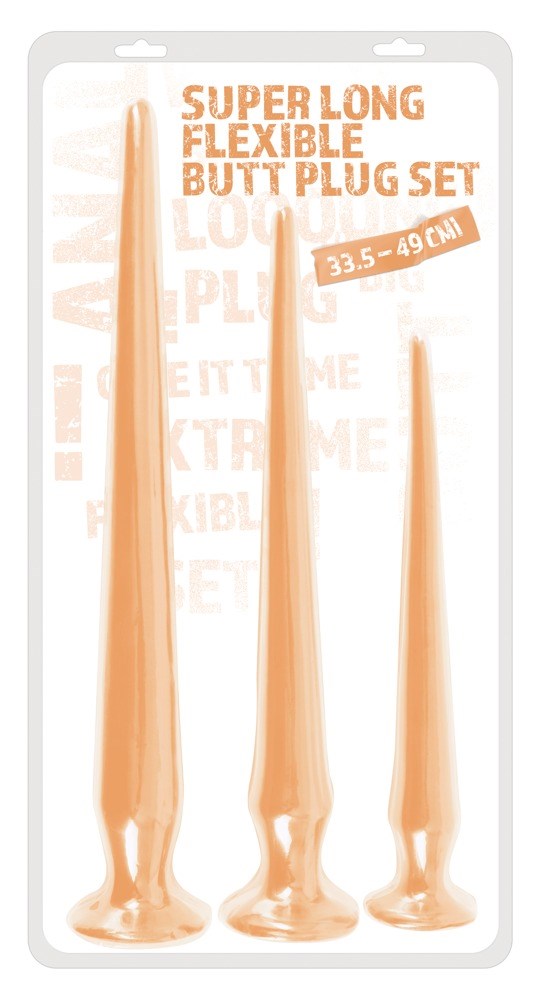 Super Long Flexible Butt Plug Set - skin-coloured light