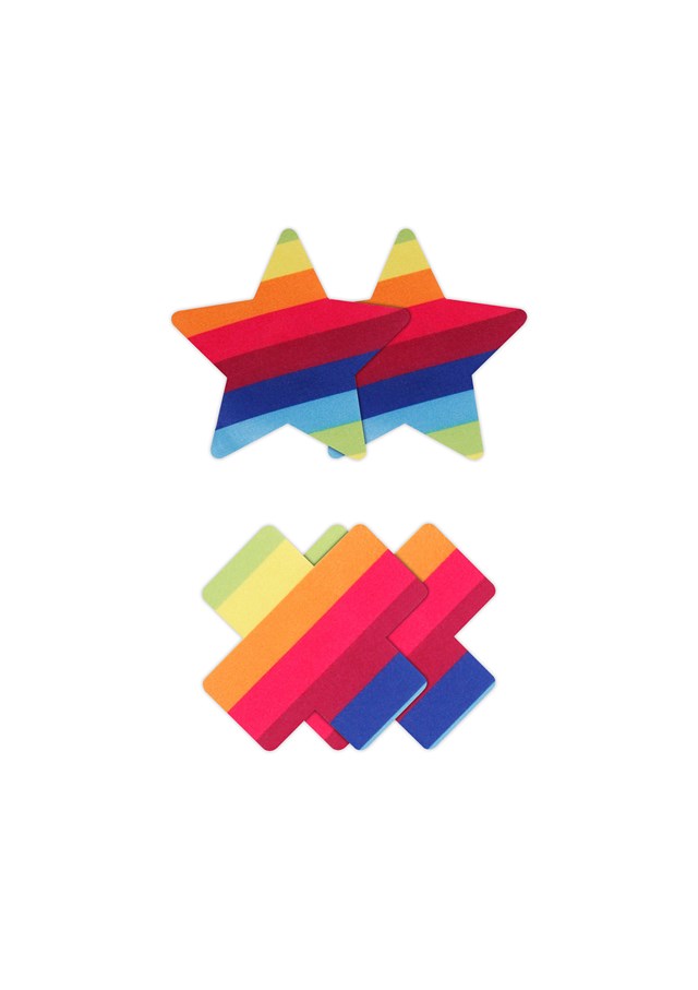 RAINBOW PASTIES X & STARS 2-PAIR