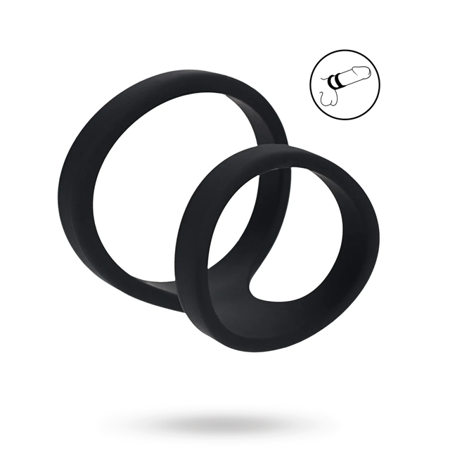 2 Loop Silicone Cockring - Black
