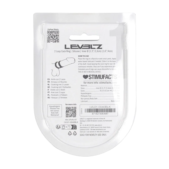 2 Loop Silicone Cockring - Black