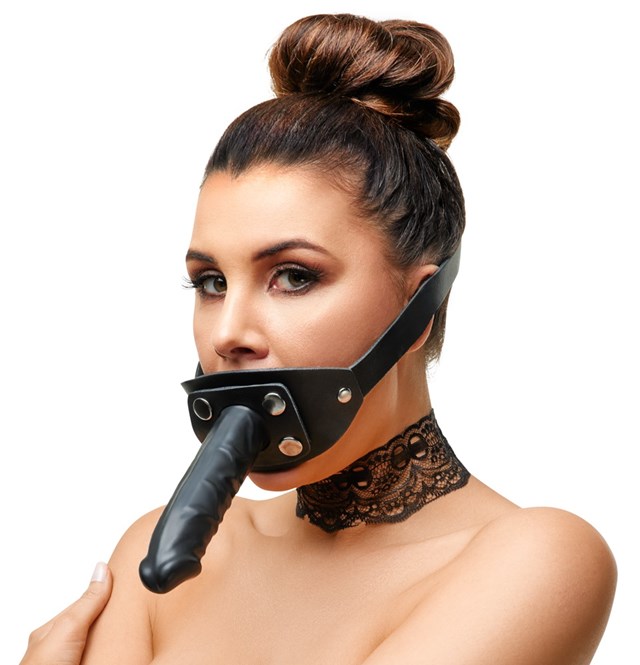 Zado Leather Head Dildo Gag Strap-on