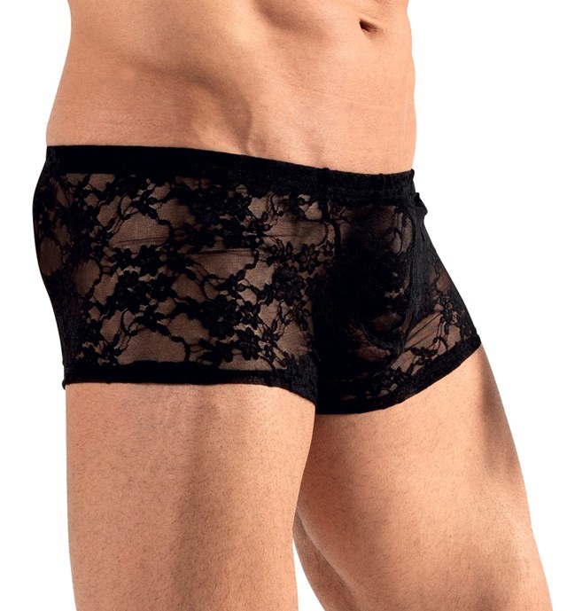Pants with Floral Lace Pattern - Black
