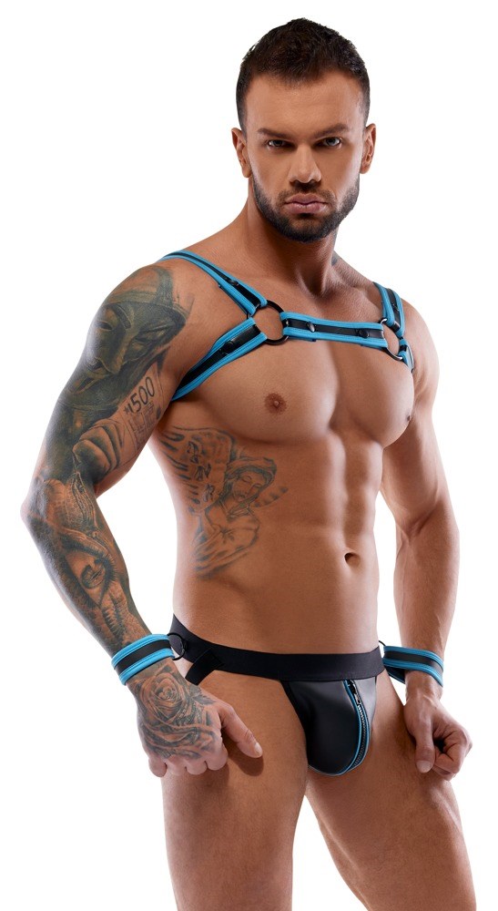 Chest Harness Jock and 2 handcuffs