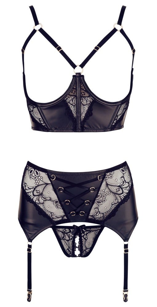Open Cup Bra & Suspender Belt