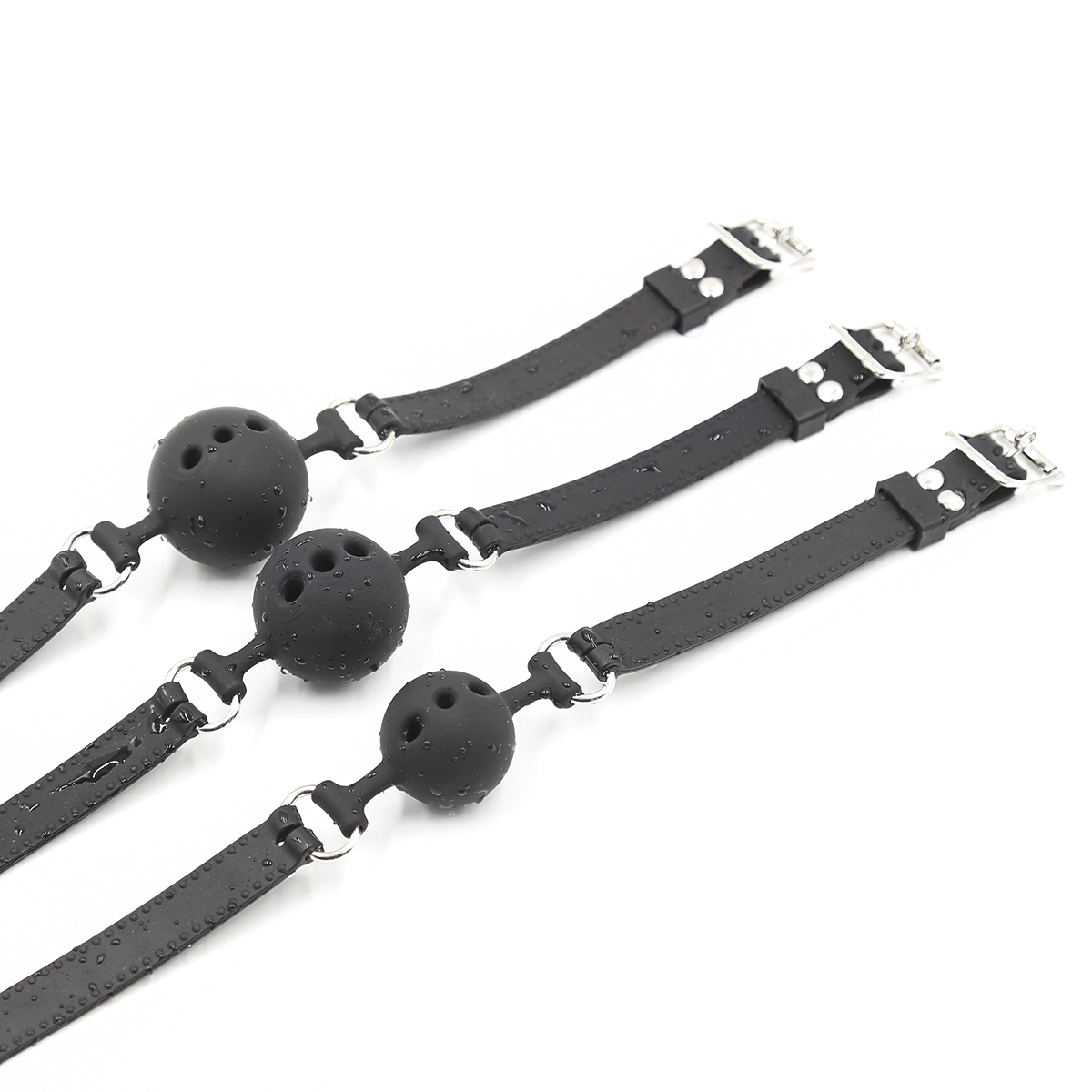 VUXEN GAG BALL-SETT SILIKON 3 STK - SVART