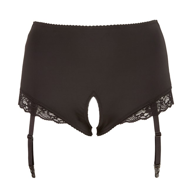 Plussize Crotchless Briefs with Suspender Straps