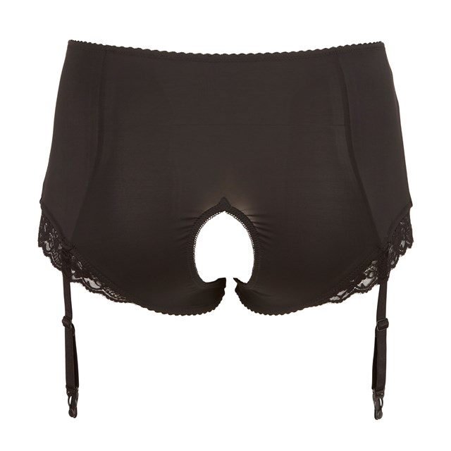 Plussize Crotchless Briefs with Suspender Straps