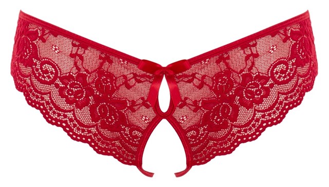 Crotchless Lace Slip - Red