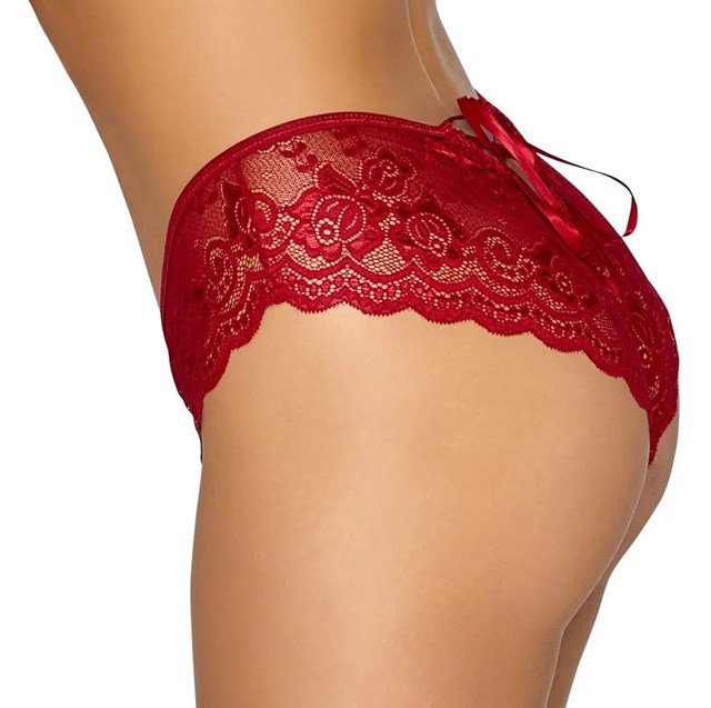 Red crotchless lace  panty
