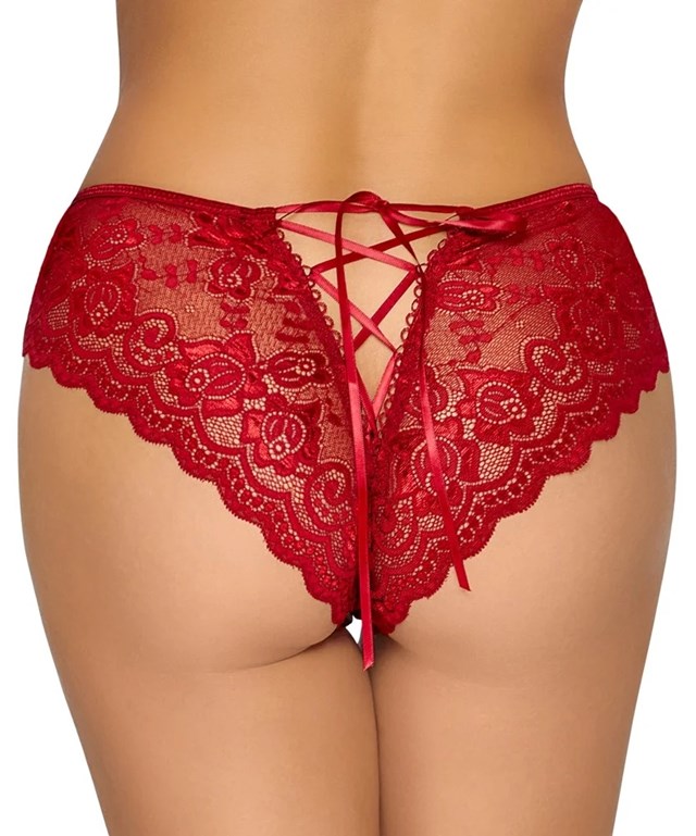 Red crotchless lace  panty