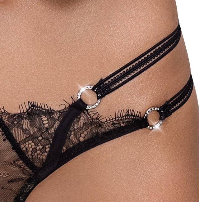 Black Lace thongs with open crotch