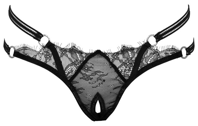 Black Lace thongs with open crotch