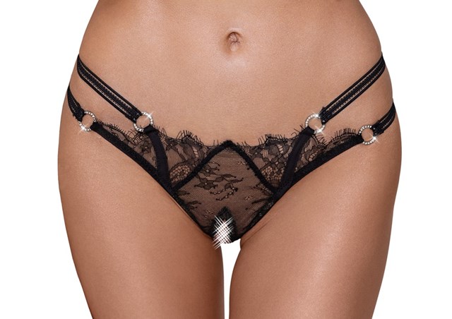 Black Lace thongs with open crotch