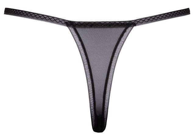Thong with open crotch, flower, pearls and rhinestones
