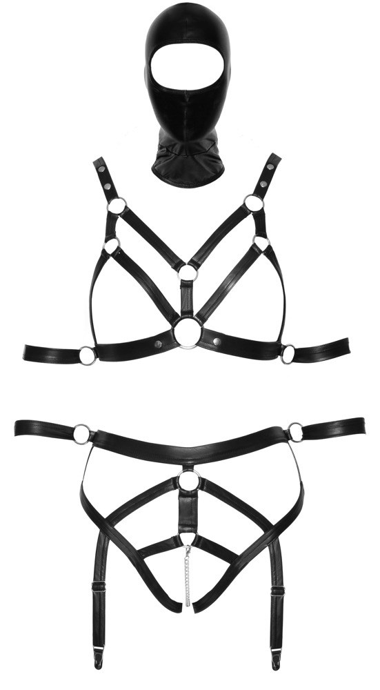Strap set with 4 arm cuffs and head mask