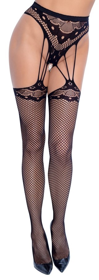 Suspender String With Stockings - Black