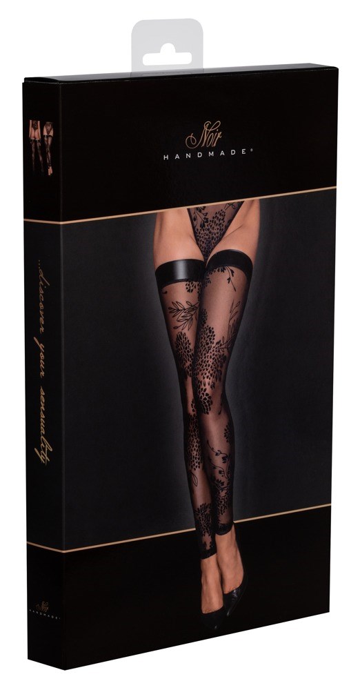 Floral Thigh-high Stockings - Black