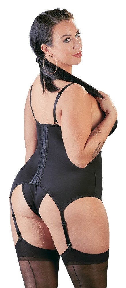 Svart Basque Med Blondedetaljer