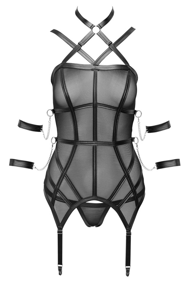 BONDAGE BASQUE - SVART