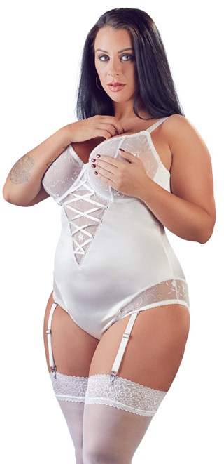White Plussize Body With Suspenders