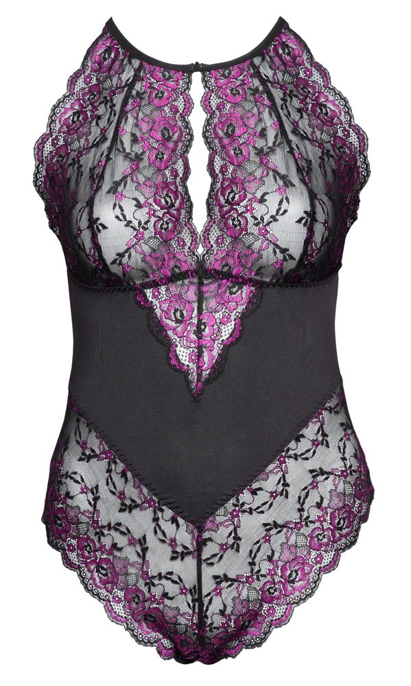 Halterneck Body - Svart & Lilla