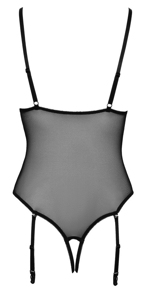 Black thong lace body with open crotch