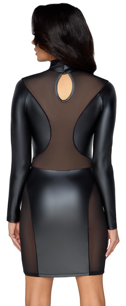 SHORT LONG-SLEEVED BLACK DRESS IN MATTE LOOK