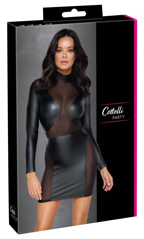 SHORT LONG-SLEEVED BLACK DRESS IN MATTE LOOK