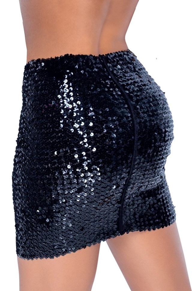 Black Sequin Party Skirt