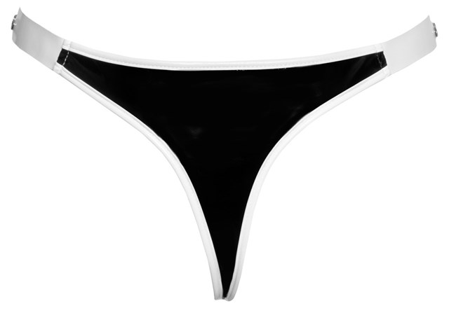 Svart og hvit string med justerbare spenner