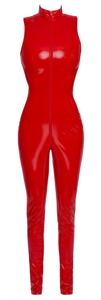 Rød Jumpsuit av Vinyl med Glidelås