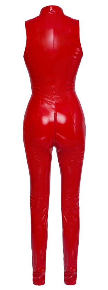 Rød Jumpsuit av Vinyl med Glidelås
