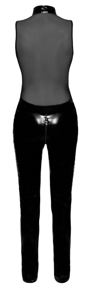 Sleeveless jumpsuit in vinyl