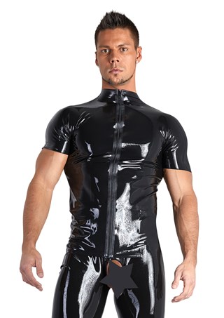 Latex T-skjorte Med Glidelås