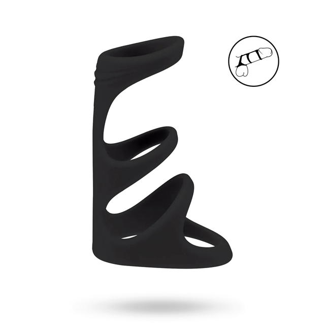 3 Loop Silicone Cockring - Black