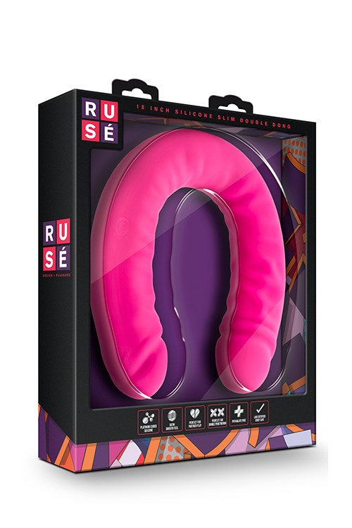 Rusé Hot Pink Slim Double Dong - 46 cm