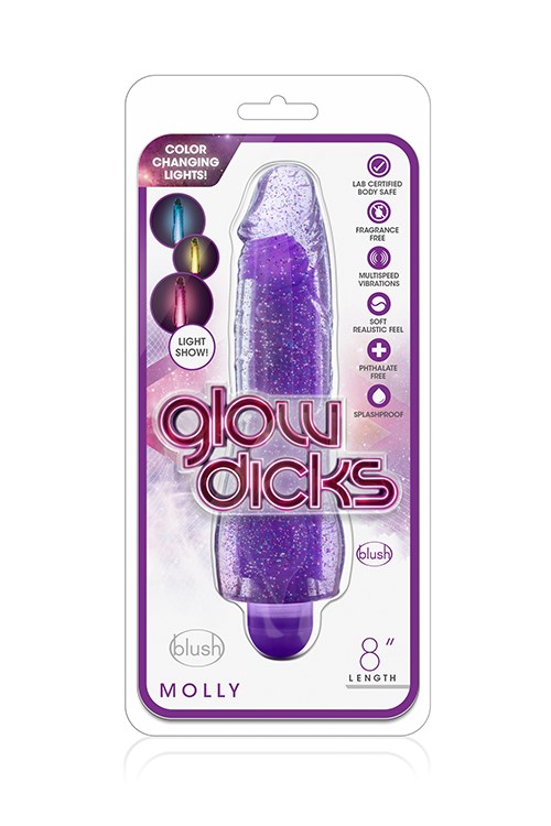 Glow Dicks Molly - Glitrende Lilla Vibrator