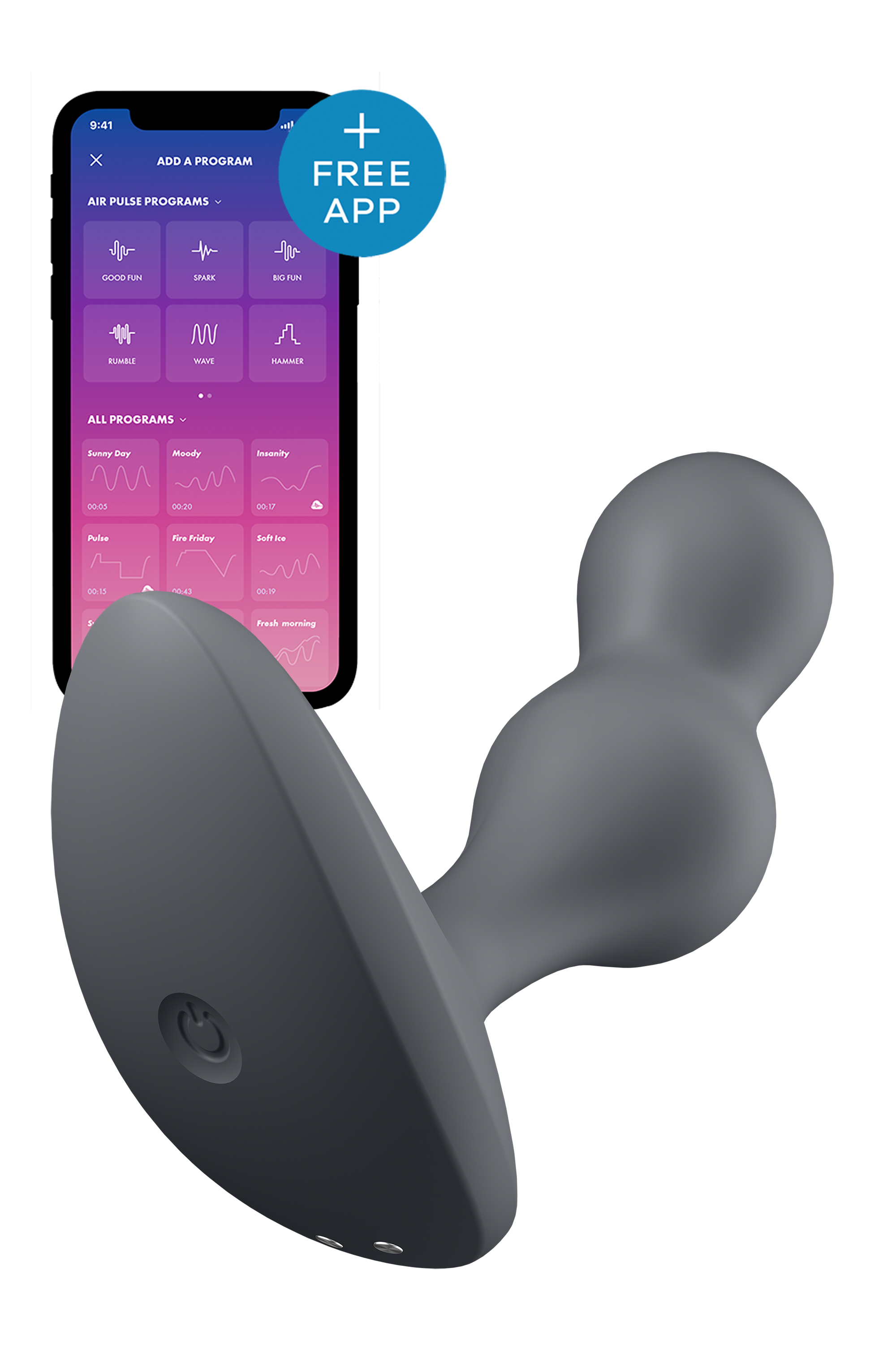 Deep Diver Plug Vibrator with App - Grå