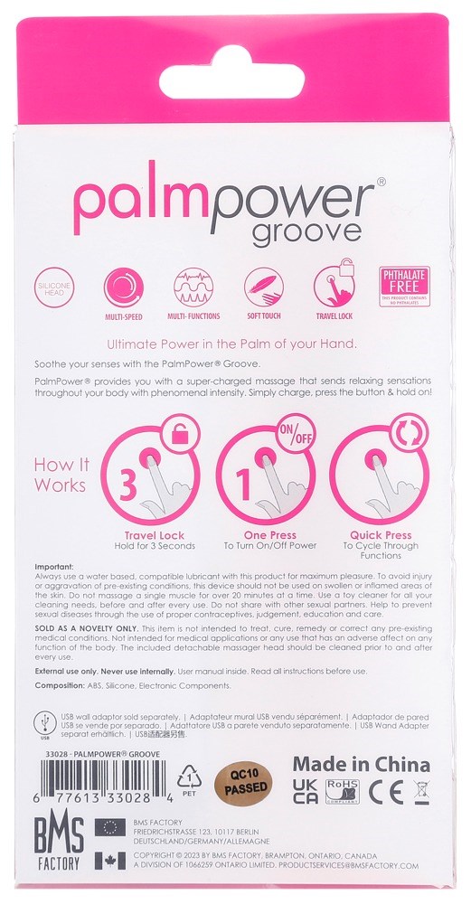 PALMPOWER GROOVE MASSAGE WAND - pink