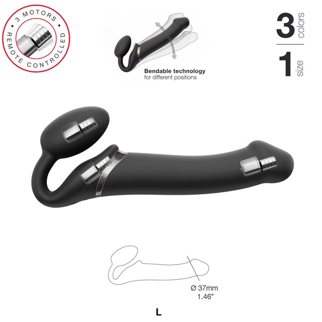 Vibrating Bendable Dildo - Black Large