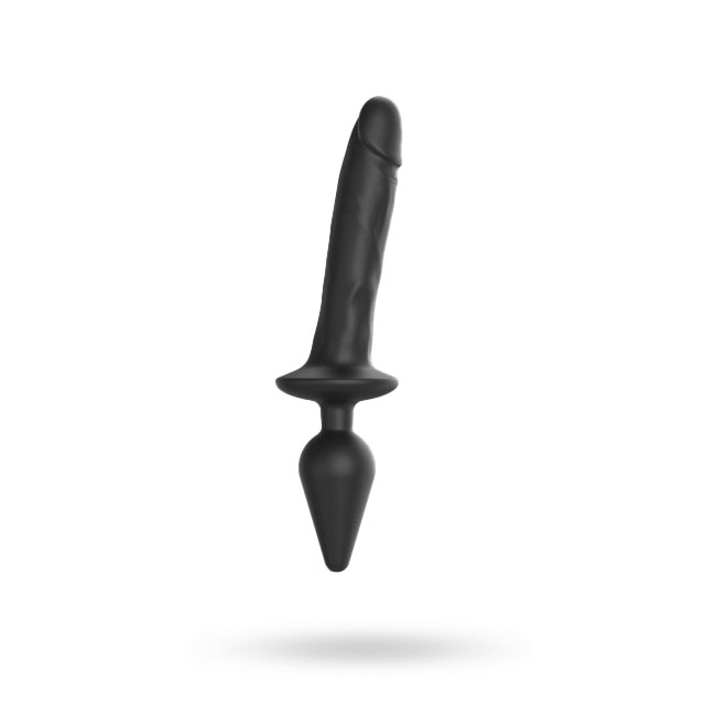 SWITCH PLUG-IN REALISTIC DILDO BLACK - XXL