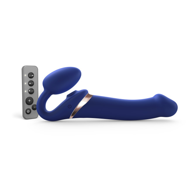 MULTI ORGASM BENDABLE STRAP-ON - L - NIGHT BLUE