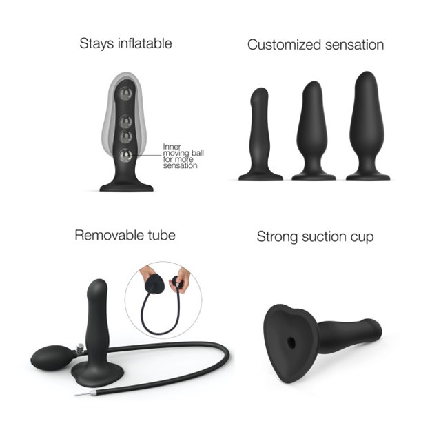 INFLATABLE DILDO PLUG - BLACK - ONE SIZE ADJUSTABLE