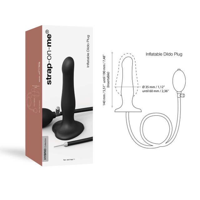 INFLATABLE DILDO PLUG - BLACK - ONE SIZE ADJUSTABLE