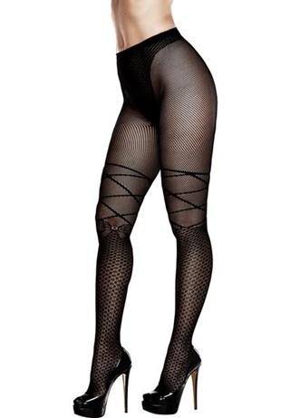 Ribbon And Bow Jacquard Pantyhose Queensize