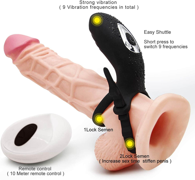 Adjustable Double Penis Ring With Remote