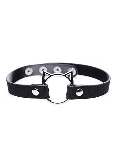 Kinky Kitty Ring Slim Choker - Black