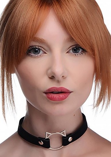 Kinky Kitty Ring Slim Choker - Black